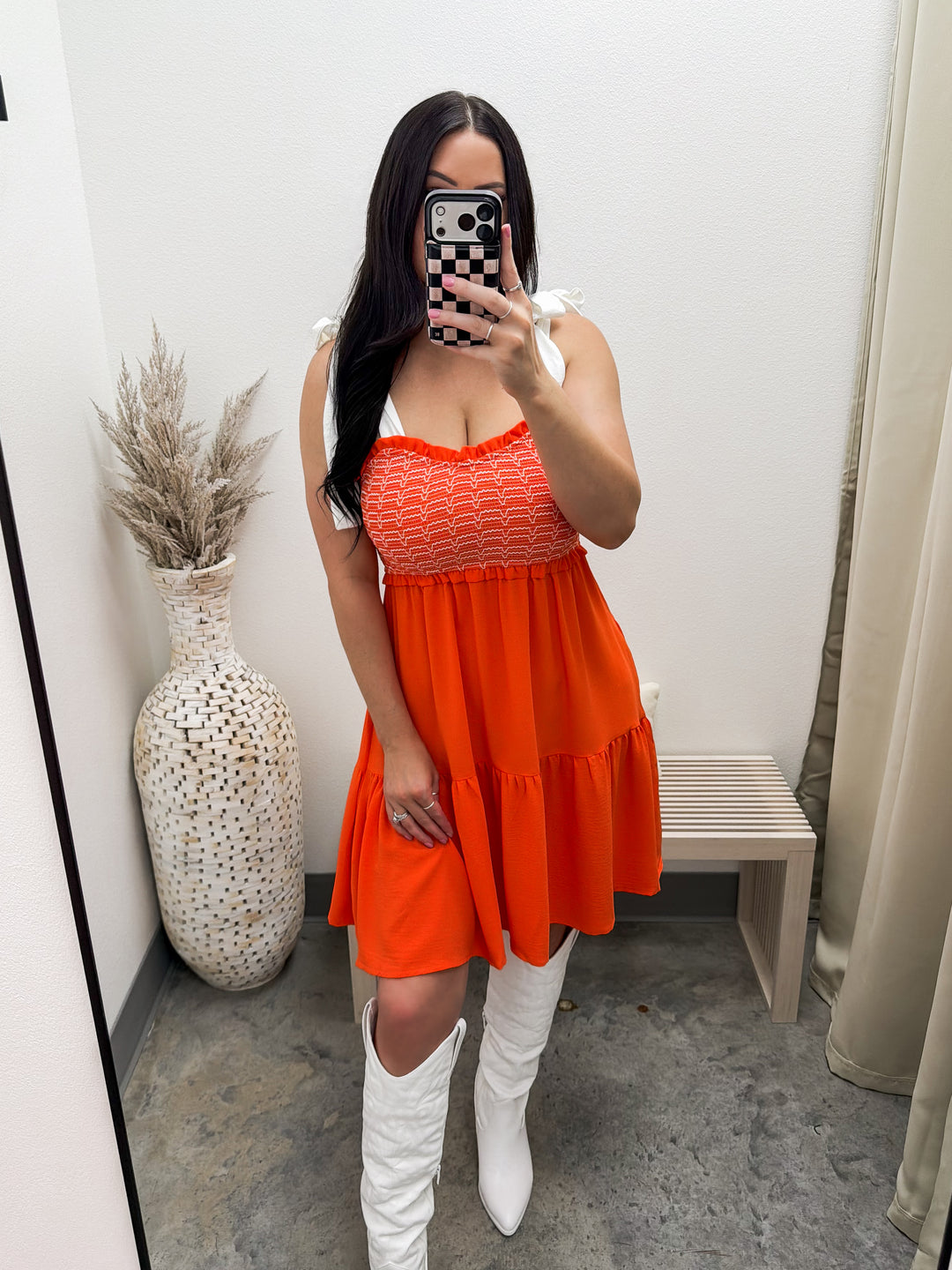 Whatever You Want Dress (Orange/White)