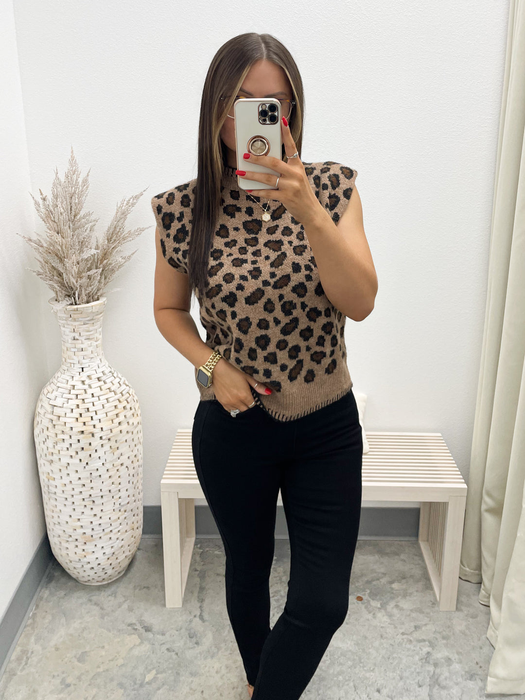 Spotting You Sweater Top (Leopard)