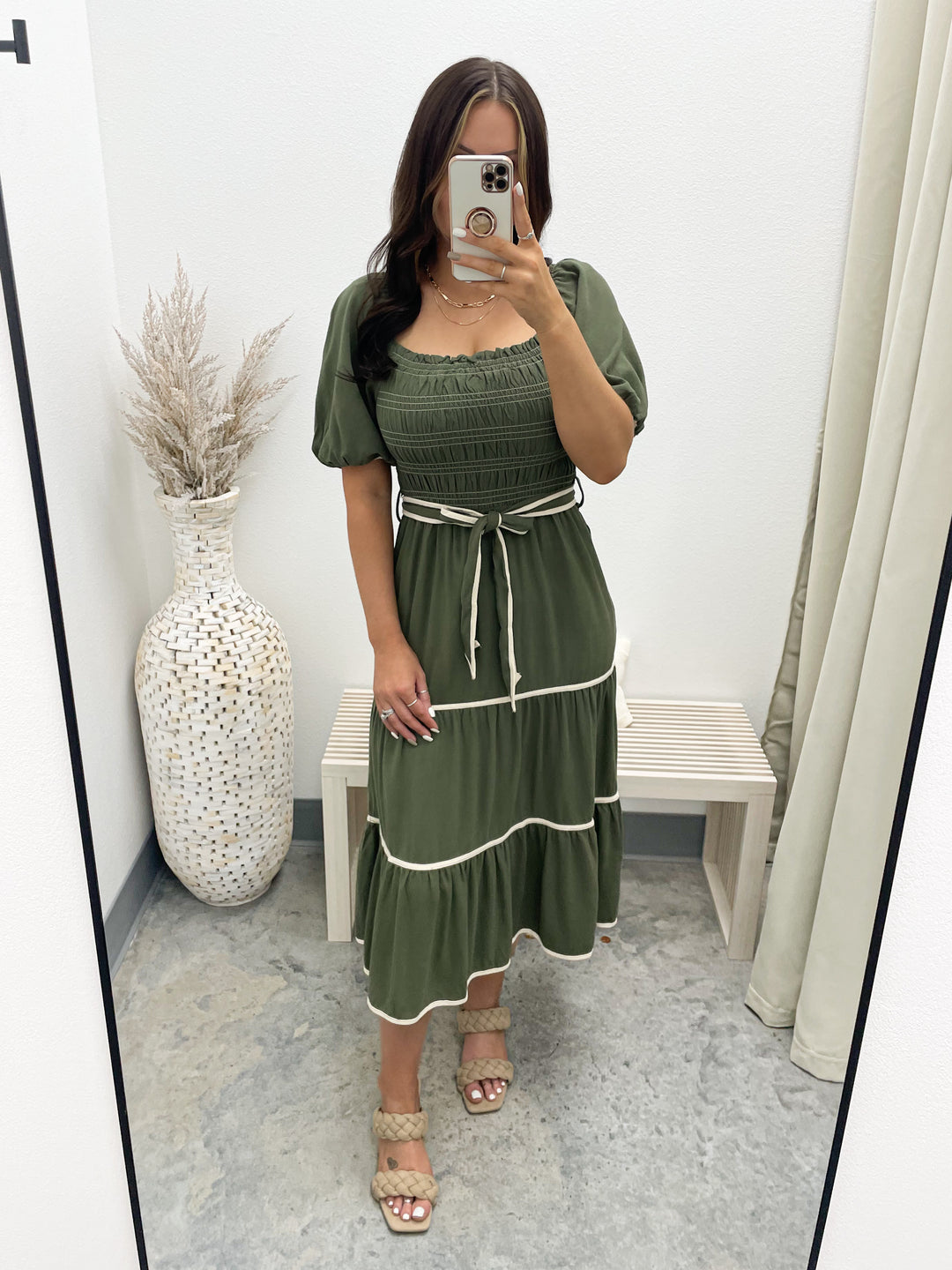 Right Here Dress (Olive/Ivory)