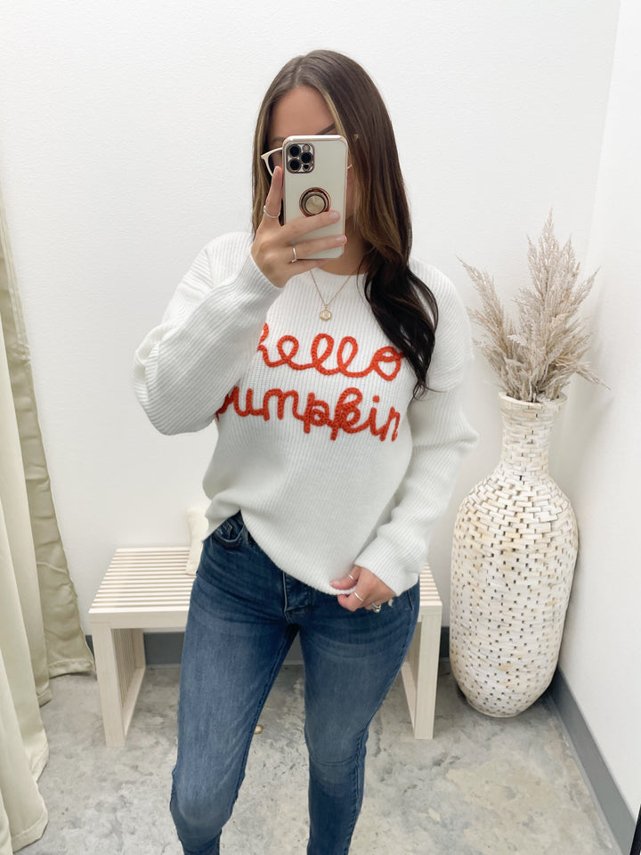 Hello Pumpkin Sweater (Off White)