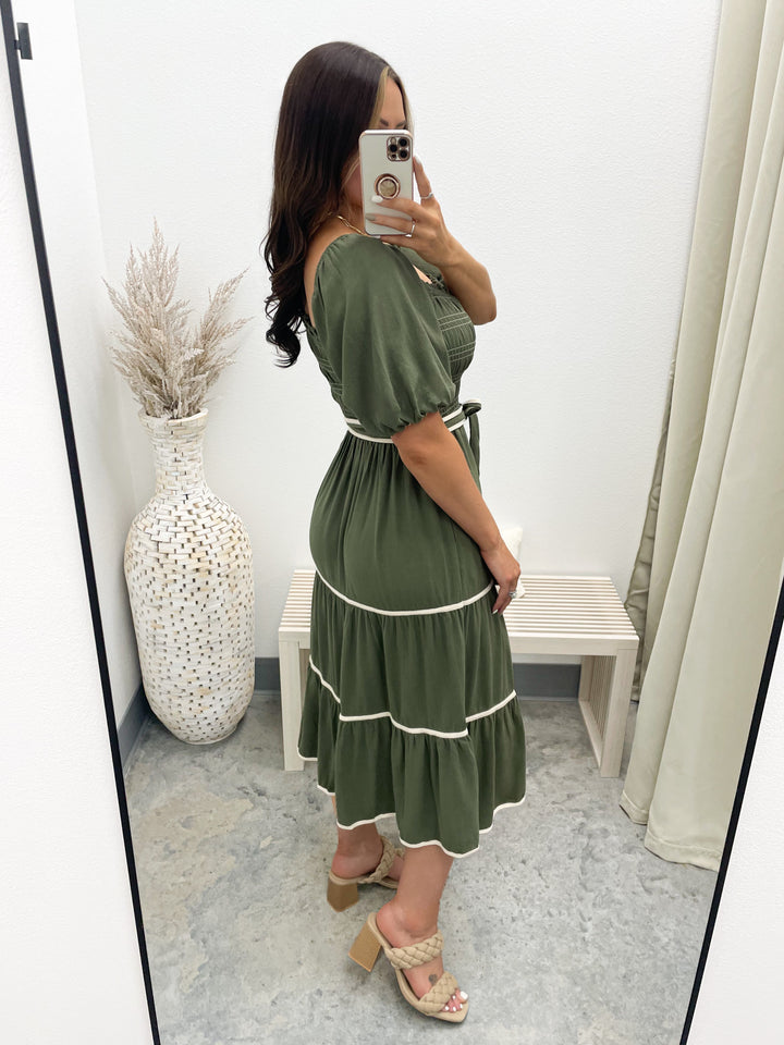 Right Here Dress (Olive/Ivory)