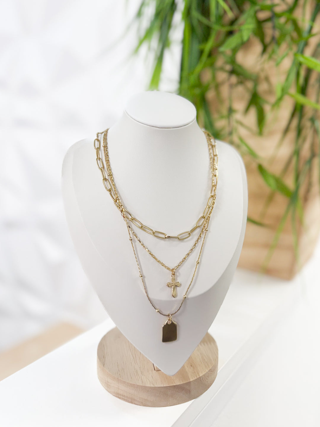 Side Profile Layered Necklace (Gold)