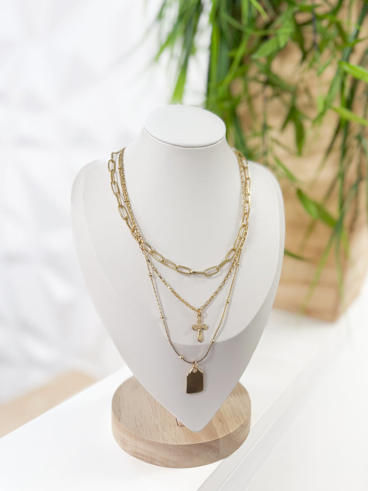 Side Profile Layered Necklace (Gold)