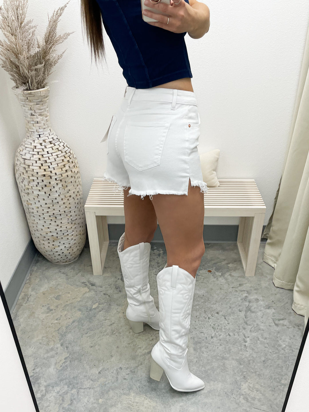 Mallorie Denim Shorts (White)