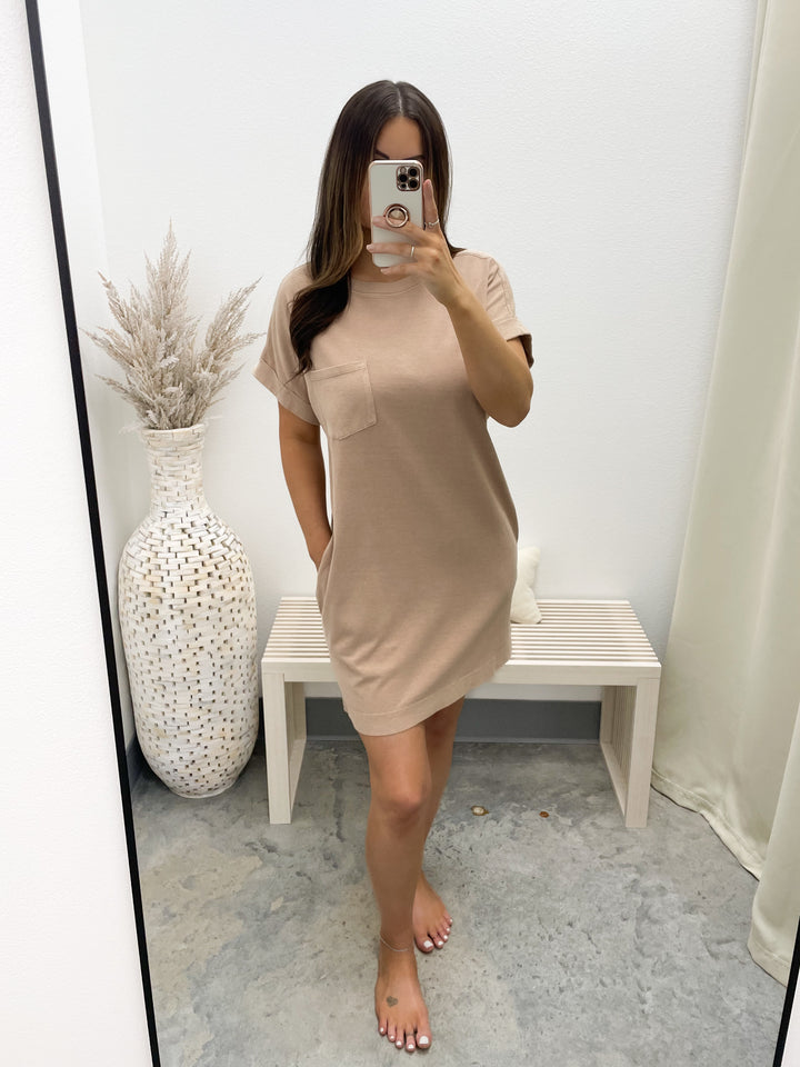Ava Tee Dress (Dark Taupe)