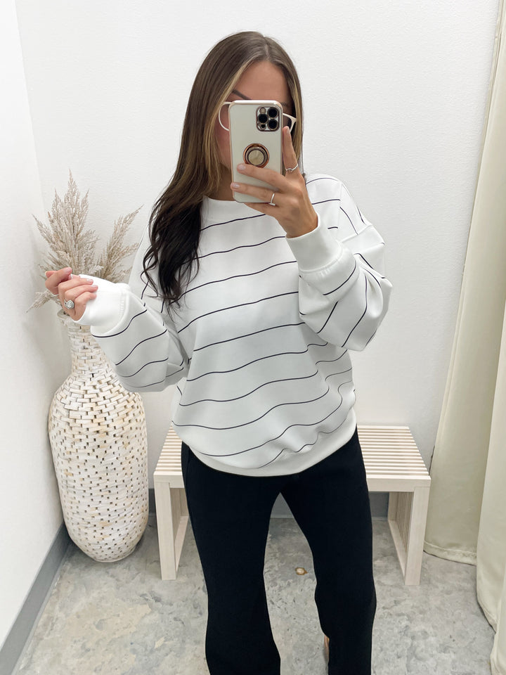 Cloud Nine Sweatshirt (Cream/Black Stripe)