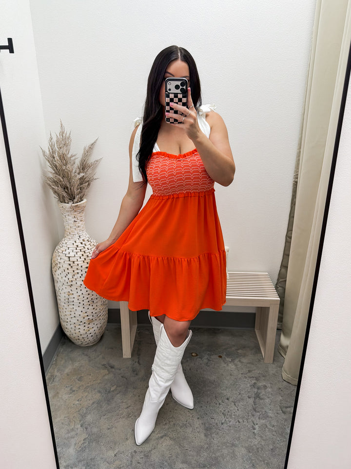 Whatever You Want Dress (Orange/White)