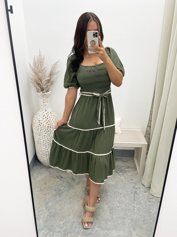 Right Here Dress (Olive/Ivory)