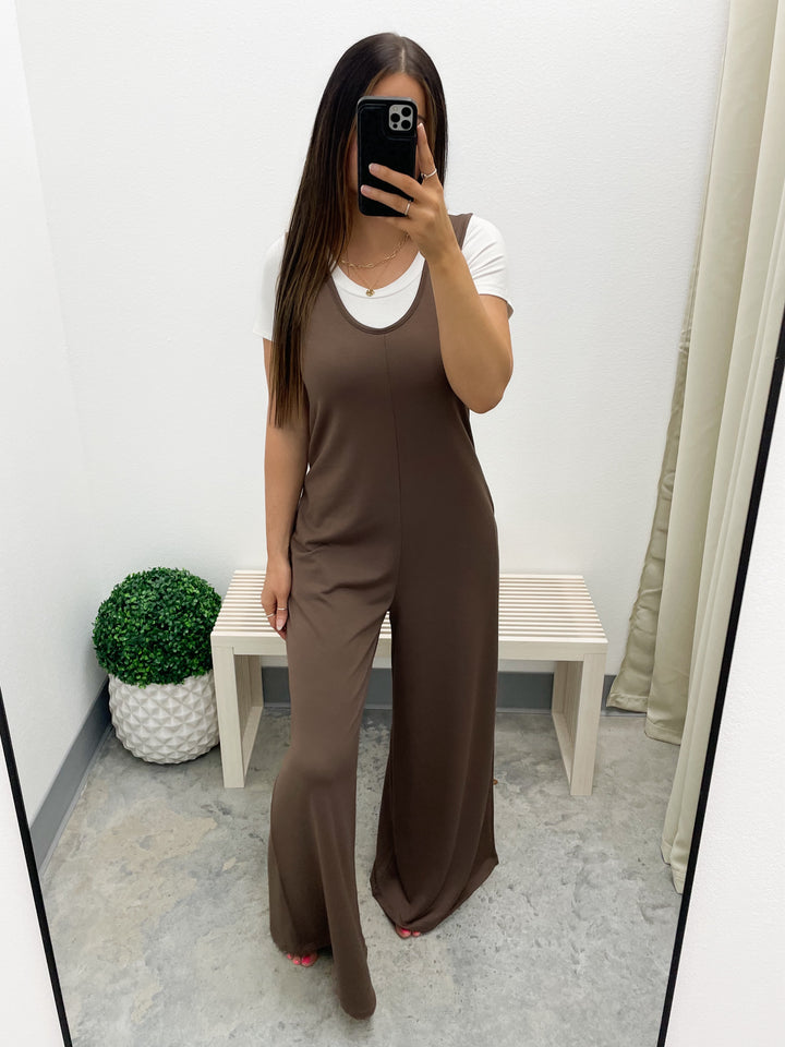 Settle Down Jumpsuit (Dark Mocha)