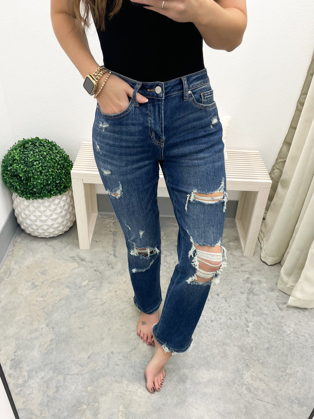 Kimber Straight Crop Jeans (Dark Wash)