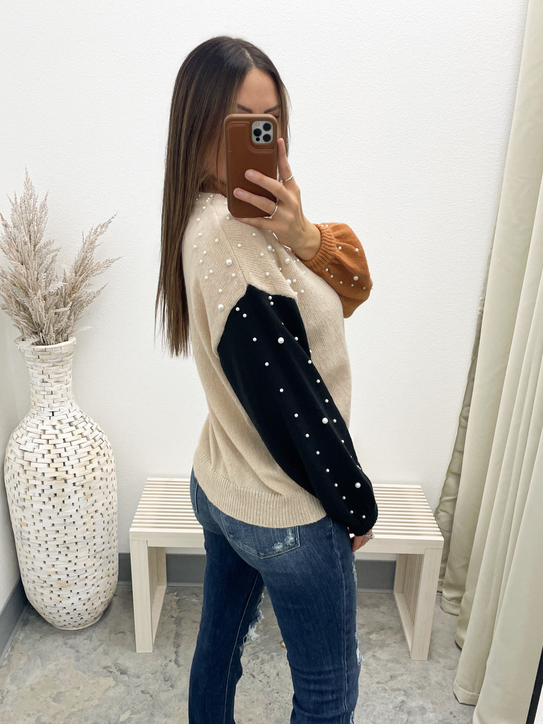 Split Personality Pearl Sweater (Oatmeal)