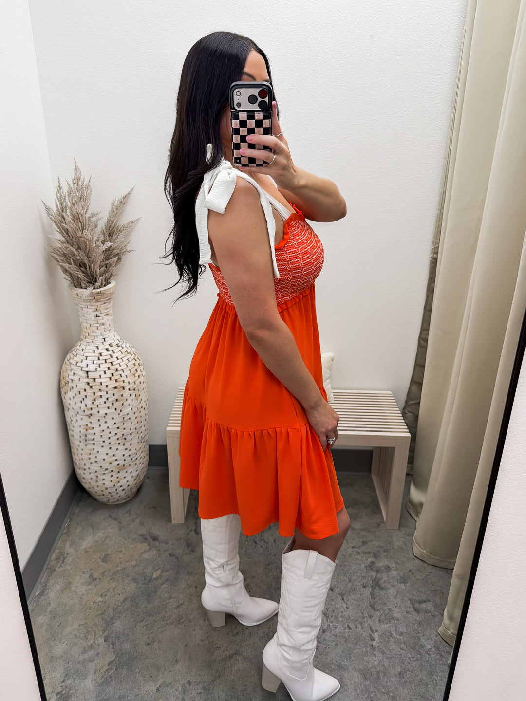 Whatever You Want Dress (Orange/White)
