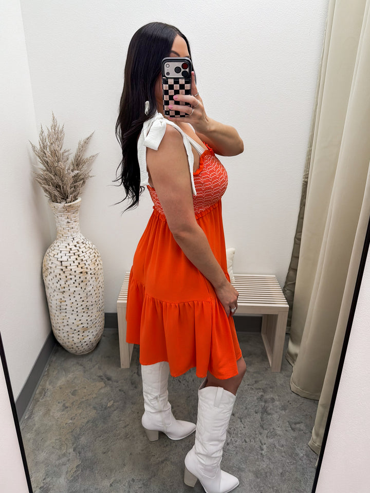 Whatever You Want Dress (Orange/White)