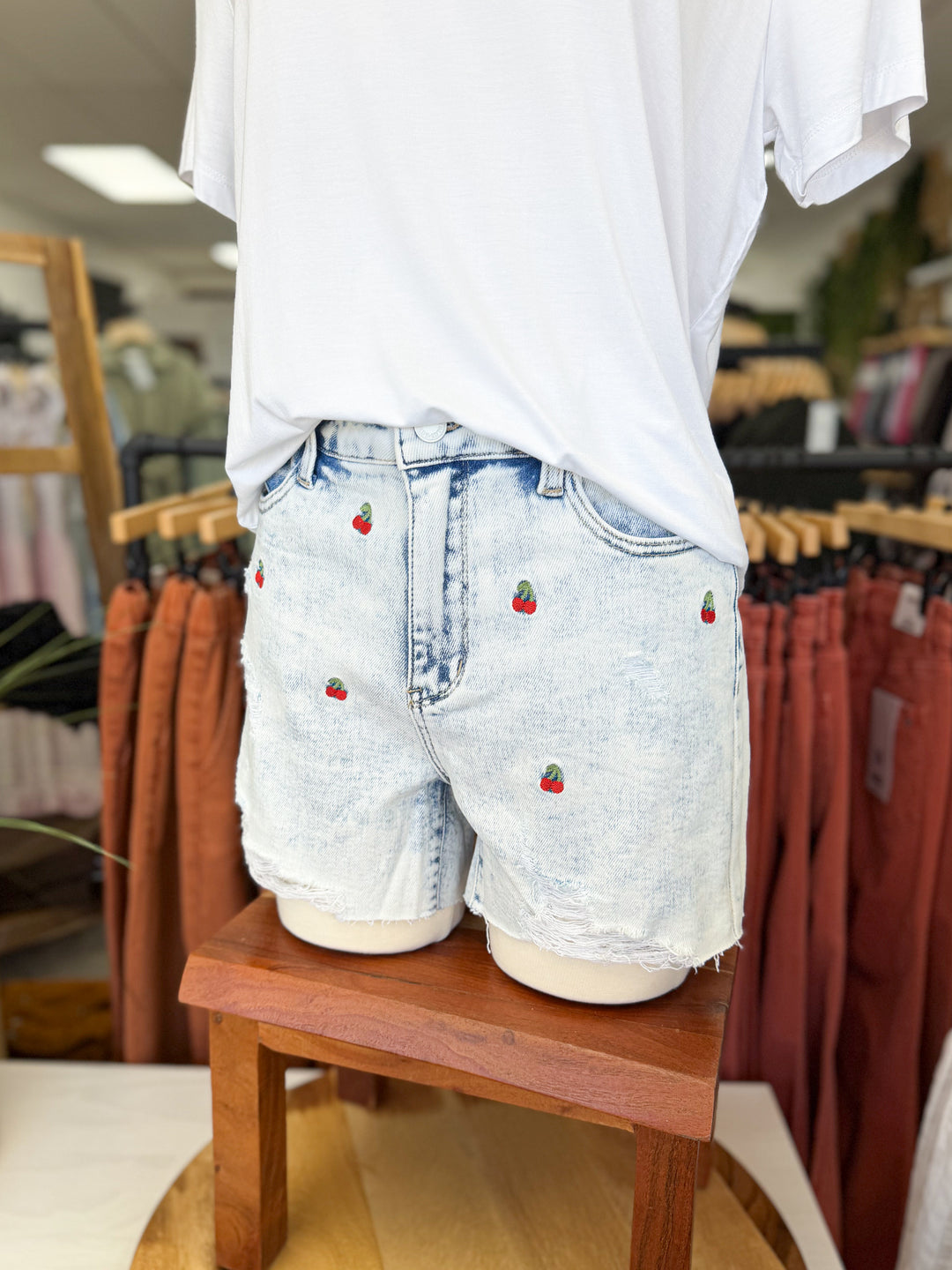 Cherry Denim Shorts