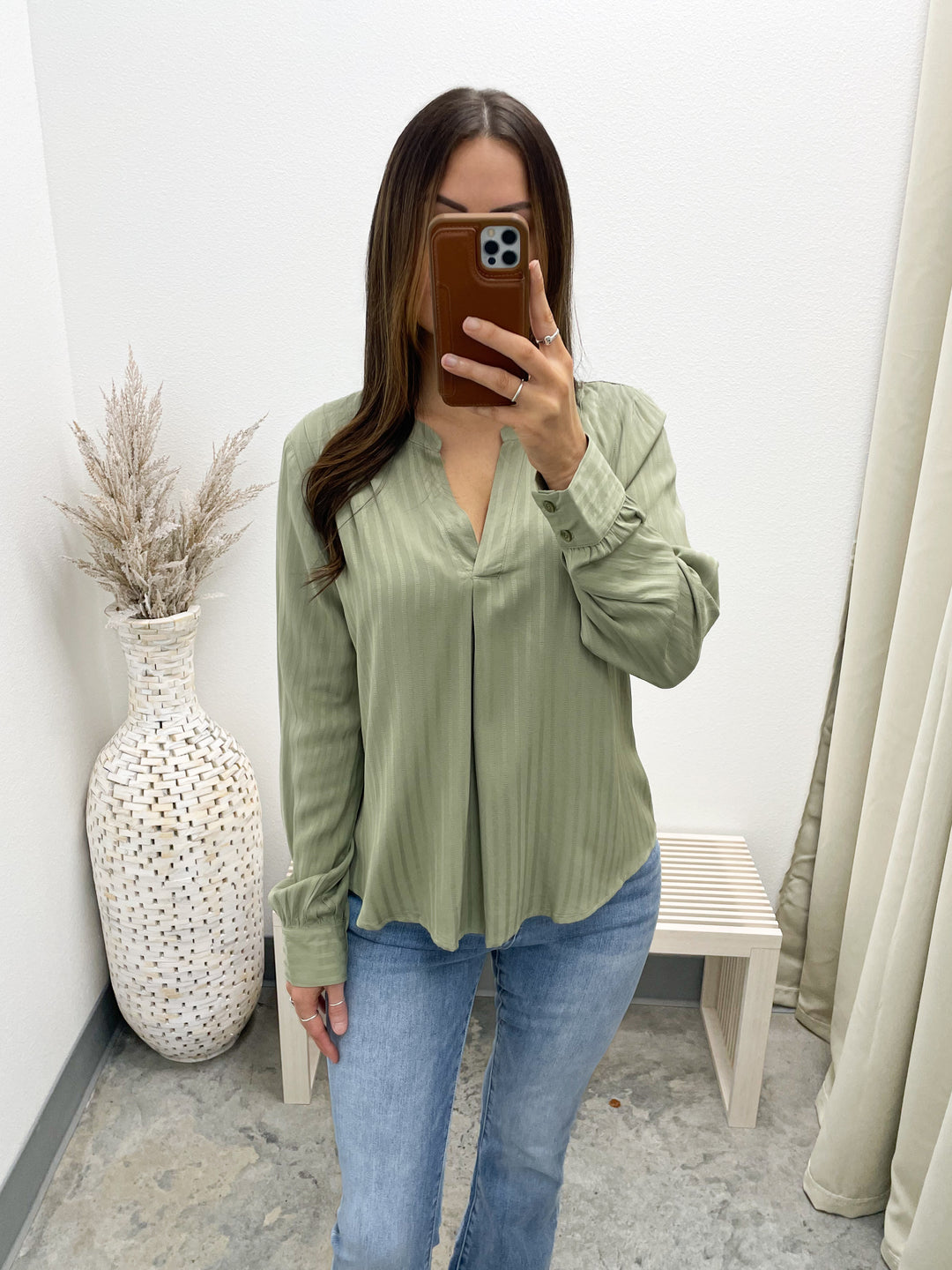 Time Of Day Blouse (Light Olive)