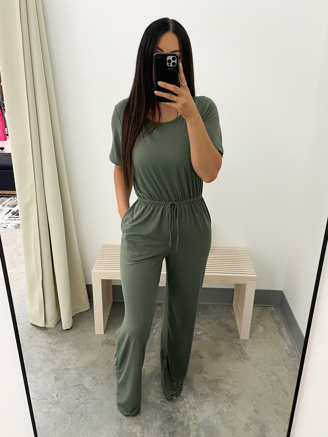 Tell The World Jumpsuit (Dusty Sage)
