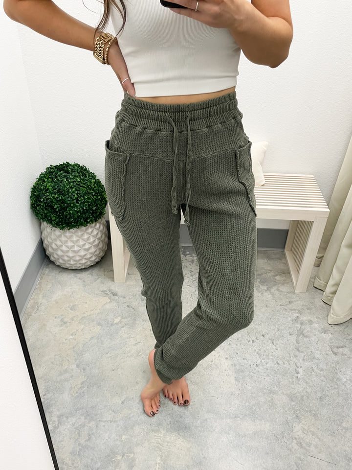 Remember When Waffle Joggers (Deep Olive)