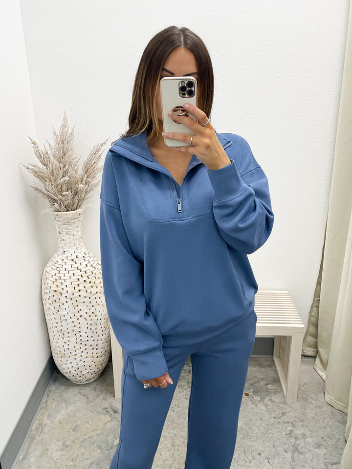 Cloud Nine Zip Pullover (Paradise Blue)