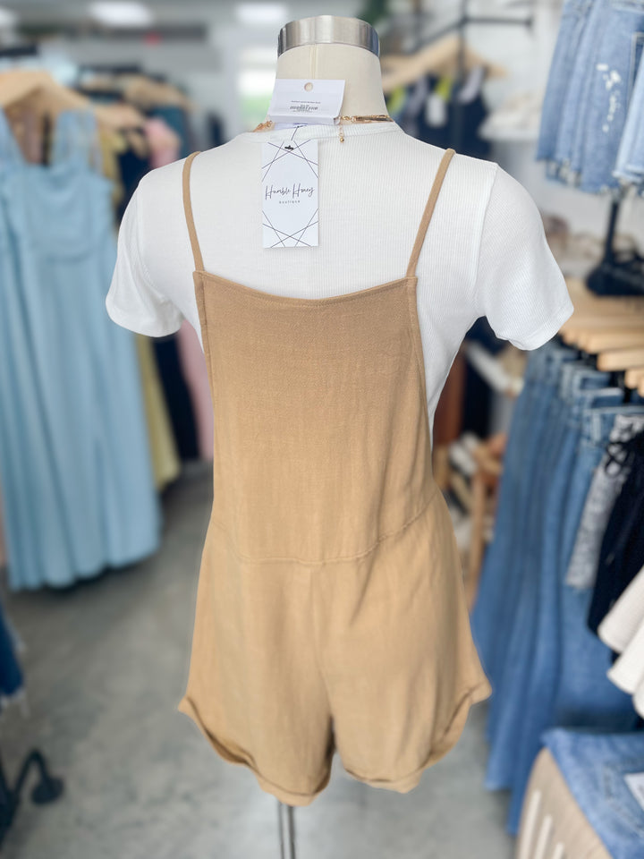 Better Days Linen Romper (Camel)