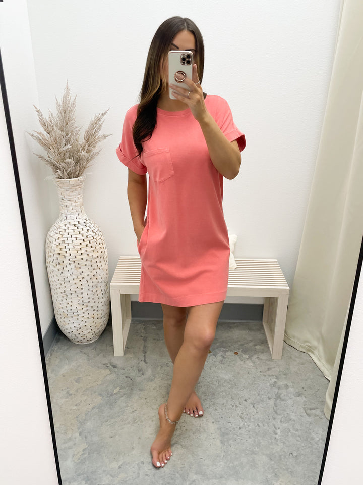 Ava Tee Dress (Coral)