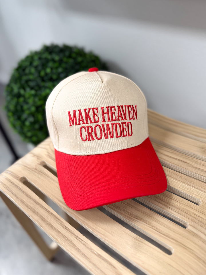 Make Heaven Crowded Trucker Hat (Khaki/Red)