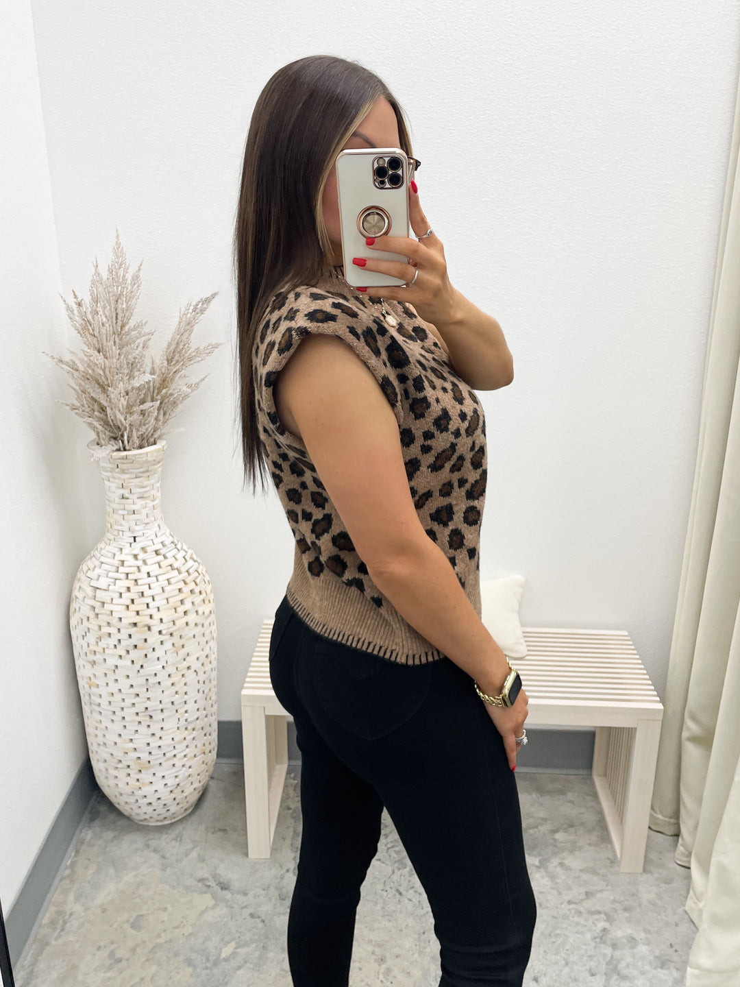 Spotting You Sweater Top (Leopard)