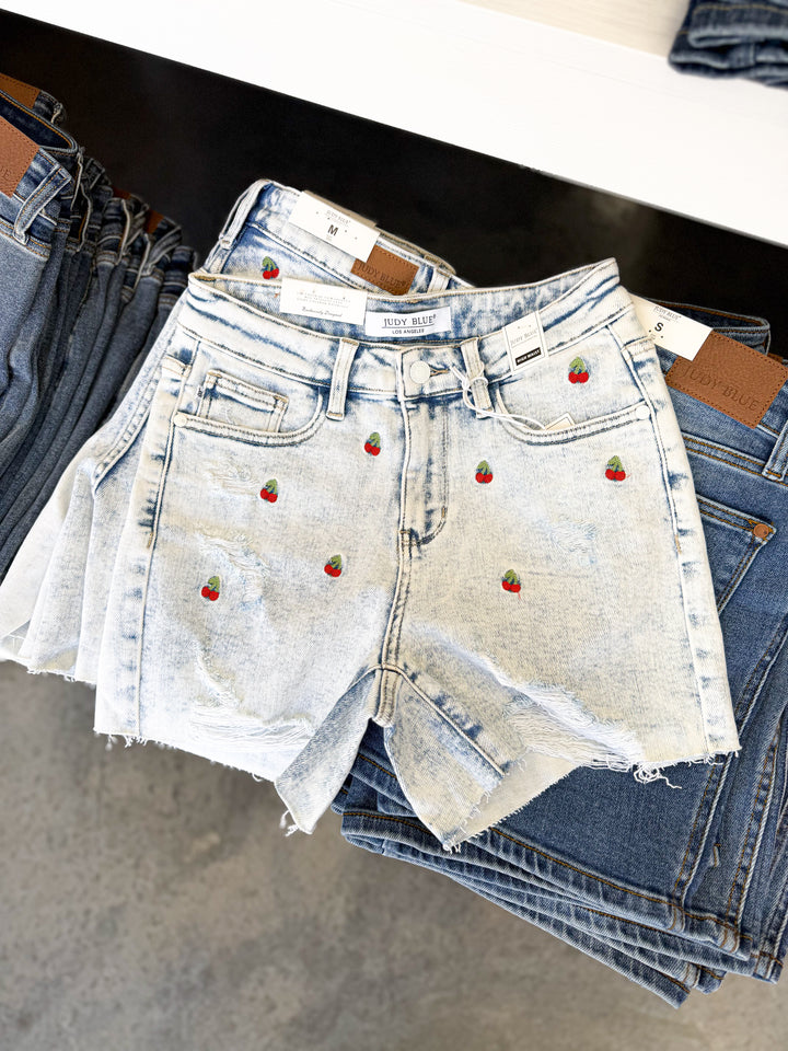 Cherry Denim Shorts