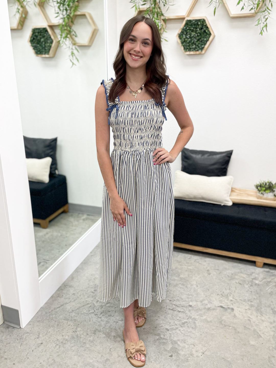 Simple And True Dress (Cream/Blue)