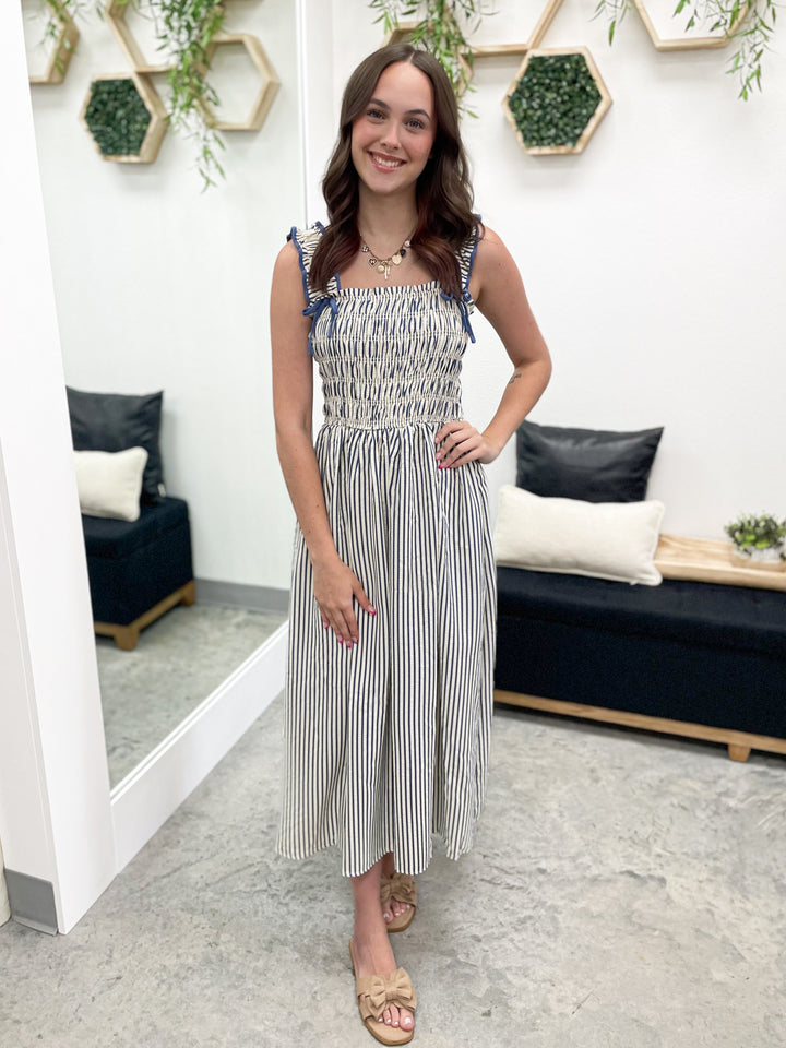 Simple And True Dress (Cream/Blue)