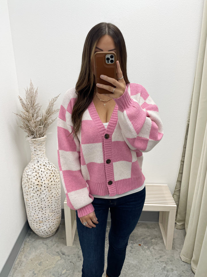 Check On It Cardigan (Pink)