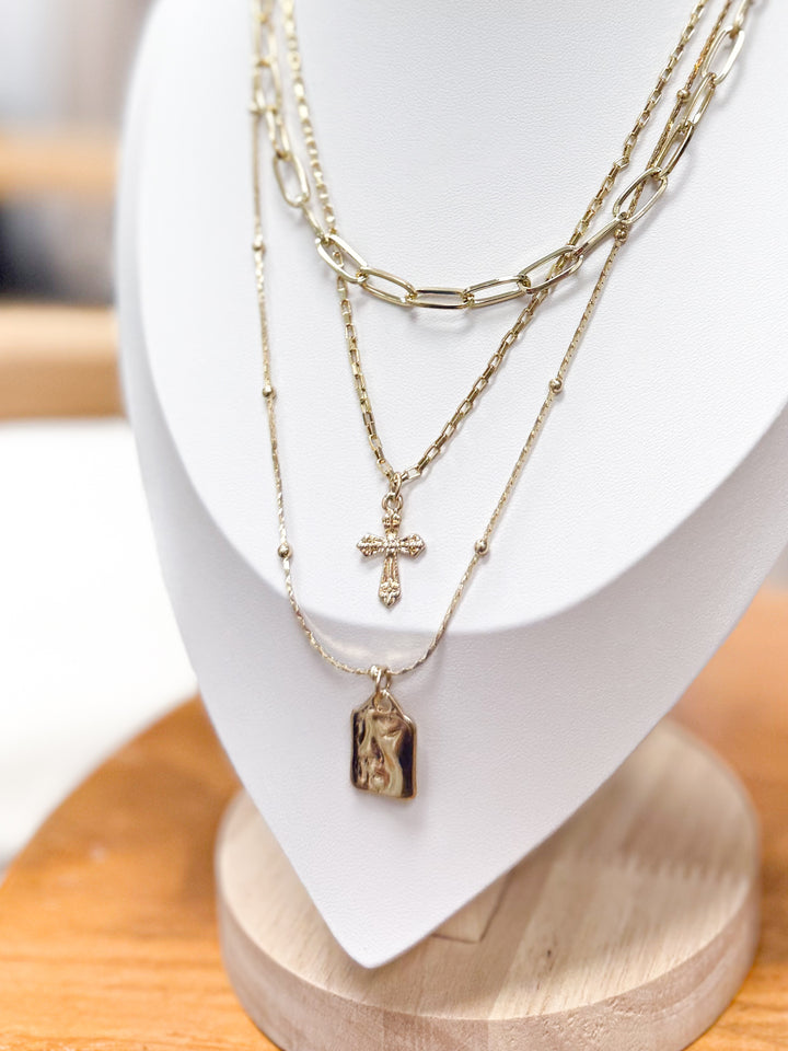 Side Profile Layered Necklace (Gold)