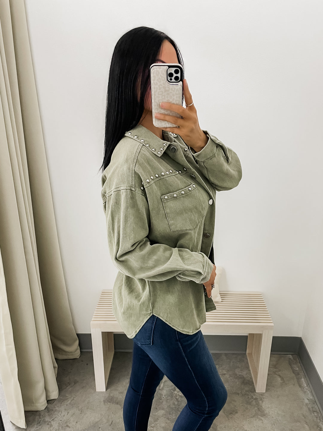 Above It All Shacket (Olive)