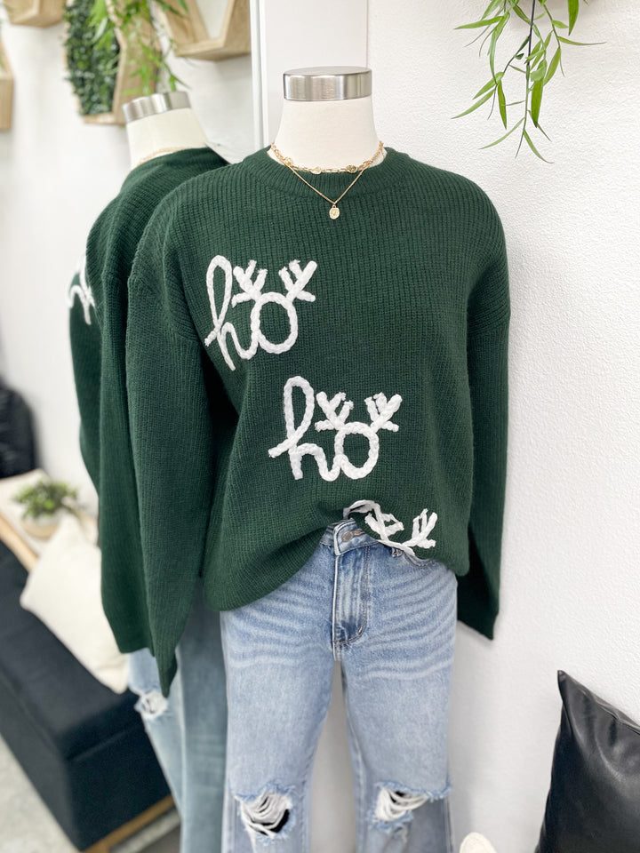 Ho Ho Ho Sweater (Hunter Green)