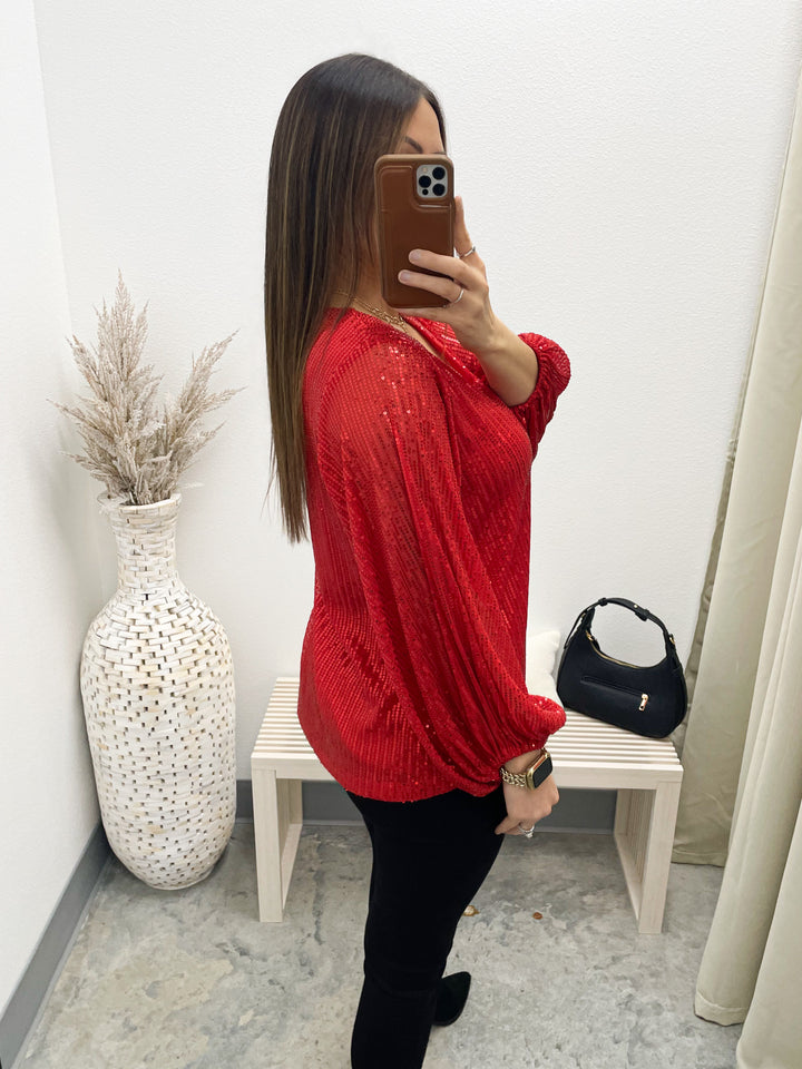 Holly Sequin Top (Red)