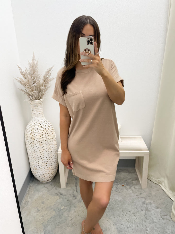 Ava Tee Dress (Dark Taupe)