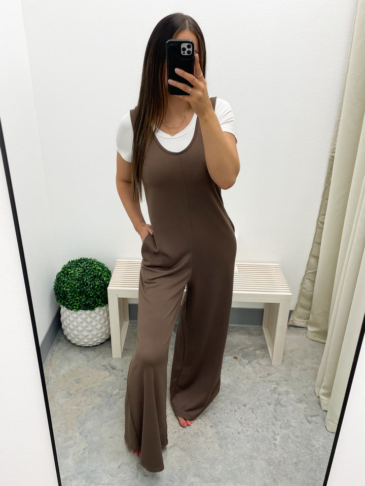 Settle Down Jumpsuit (Dark Mocha)