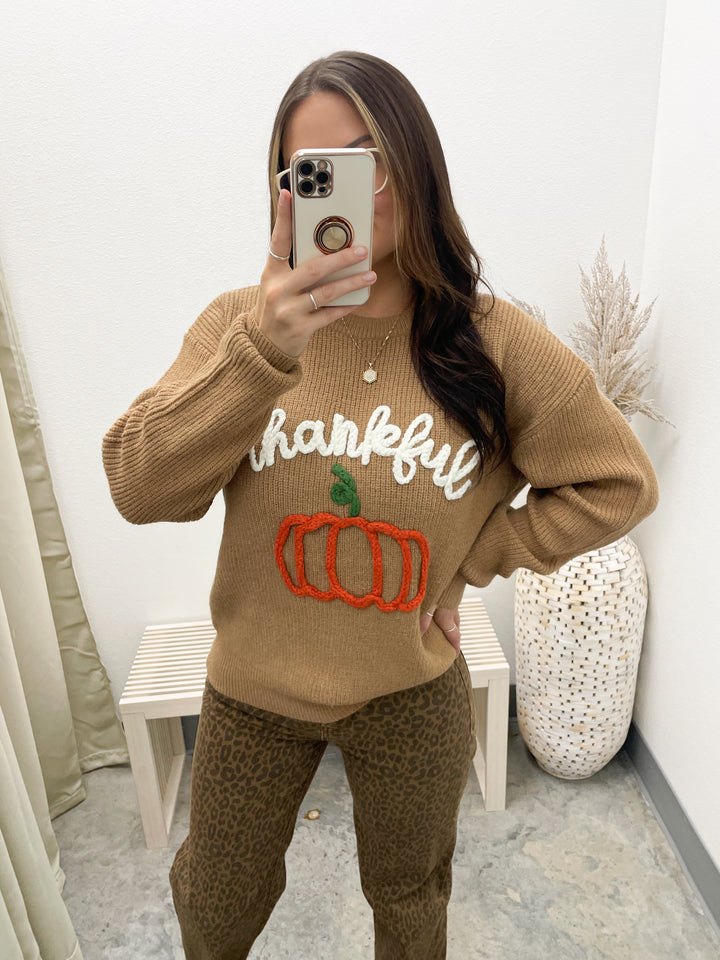 Thankful Knit Sweater (Dusty Brown)