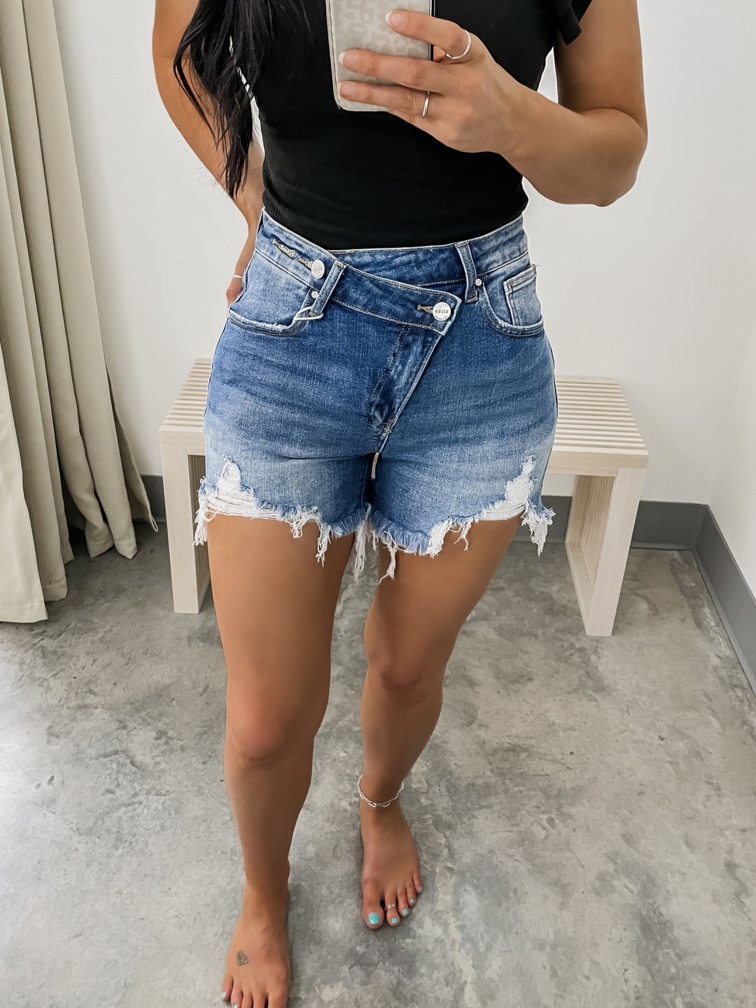 Cami Crossover Denim Shorts