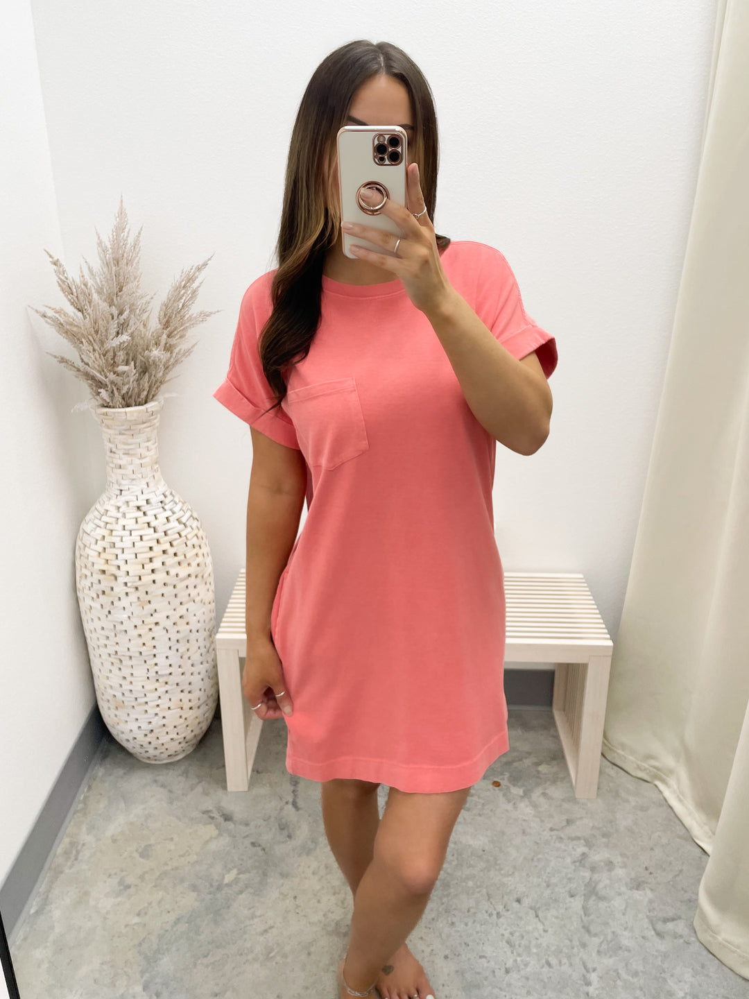 Ava Tee Dress (Coral)