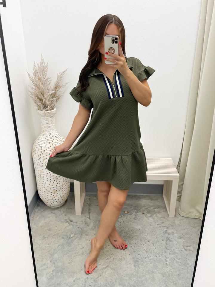 Aubrey Quilted Dress (Olive)