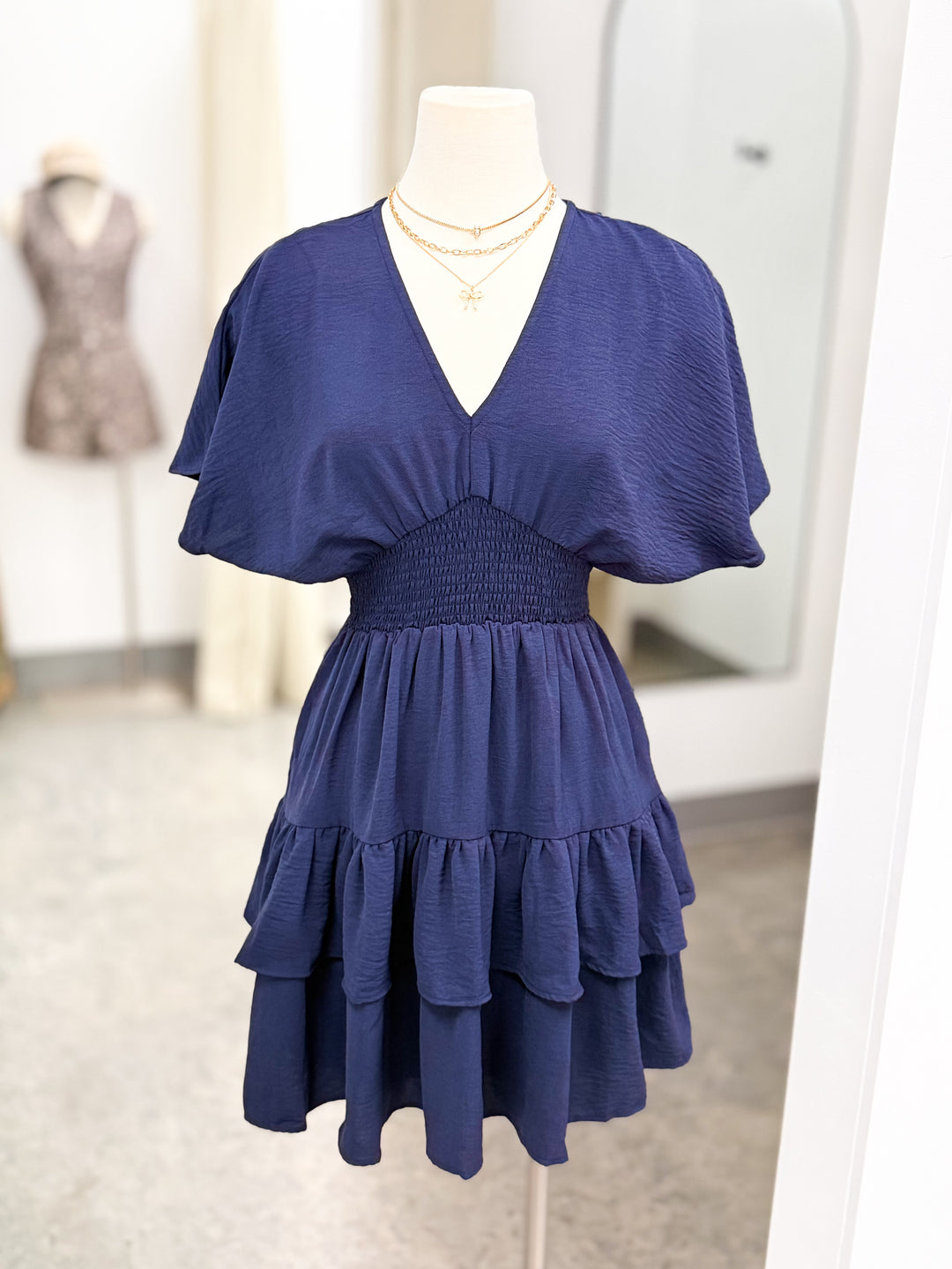 honey navy mini dress Honey and Rosie Women's Junior Navy Sleeveless Faux-Wrap Velvet Mini Dress XL