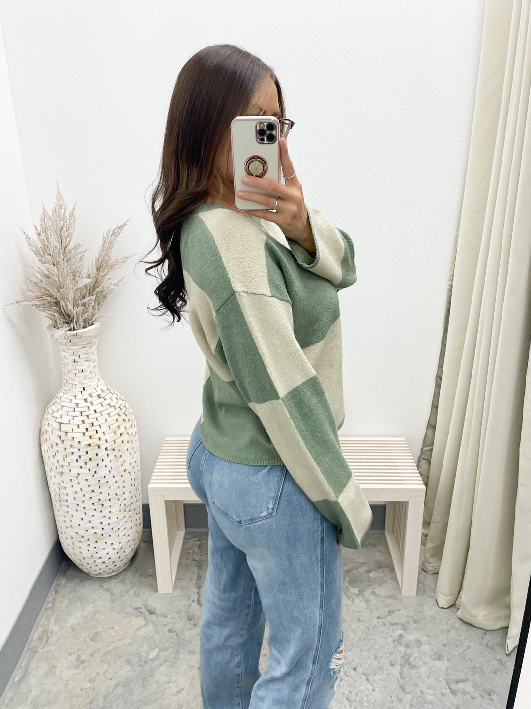 Checked Out Sweater (Sage/Alpaca)