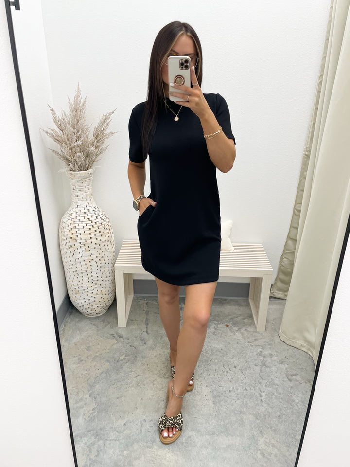Cloud Nine Mock Mini Dress (Black)