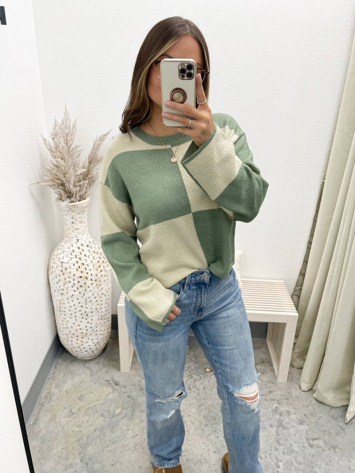 Checked Out Sweater (Sage/Alpaca)