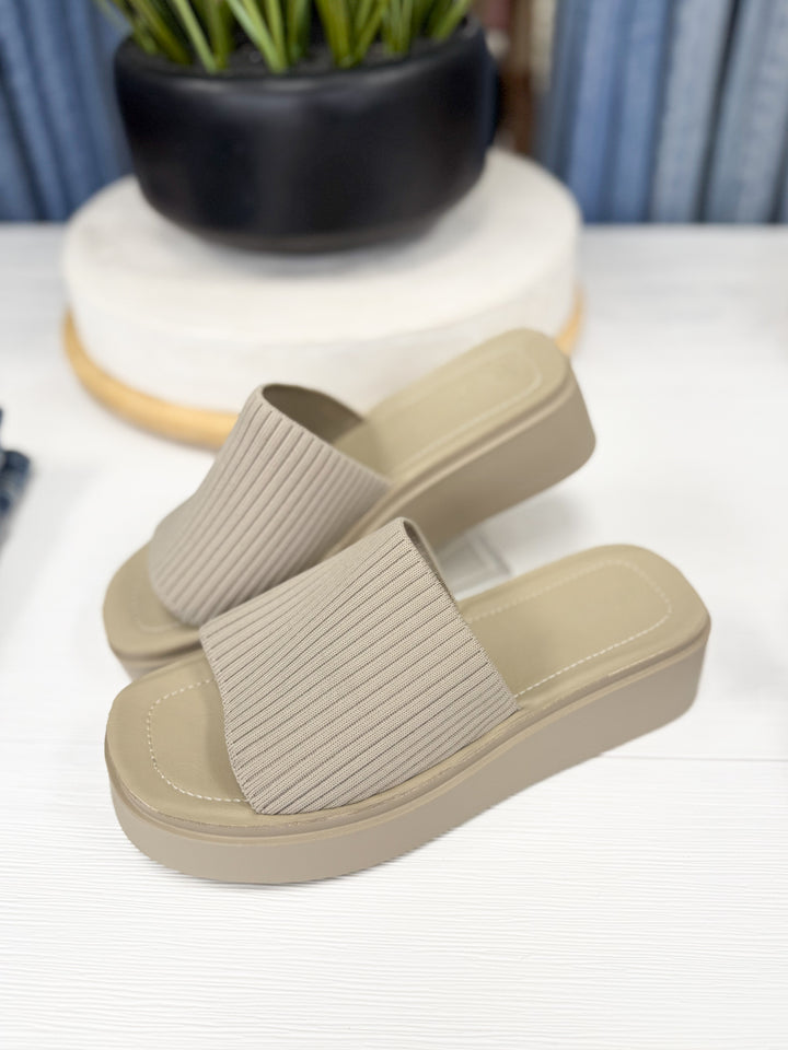 Harlie Platform Slide Sandals (Nude)