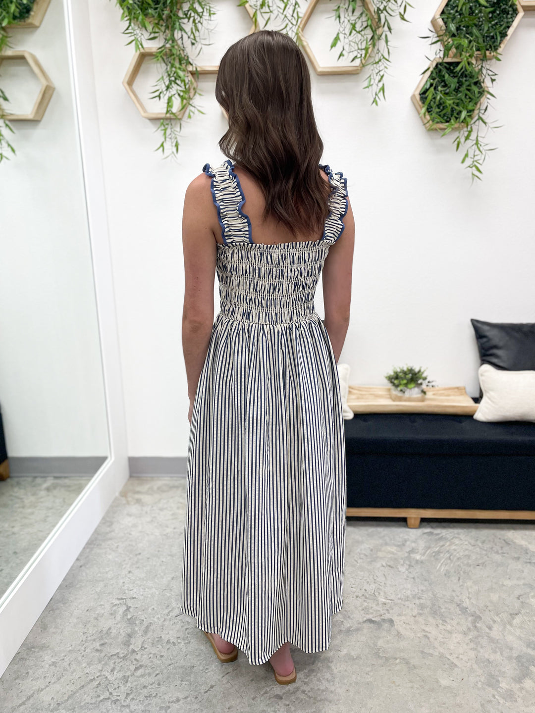 Simple And True Dress (Cream/Blue)