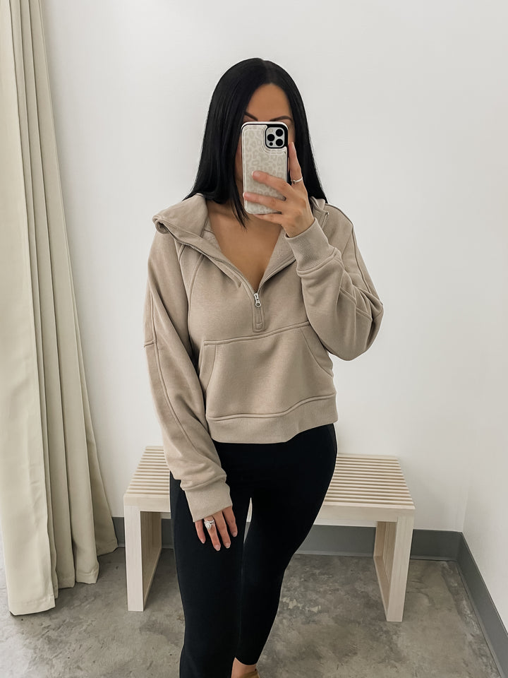 Pop By Hooded Pullover (Taupe)