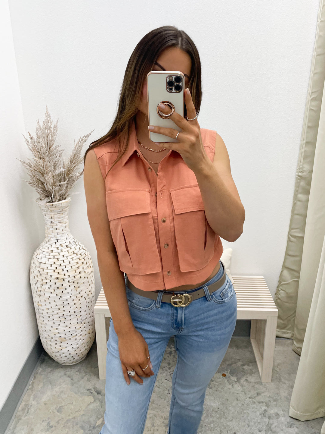 Best Of Me Linen Top (Salmon)